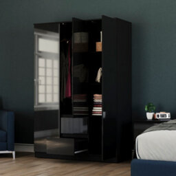Lassic Vida Designs Glinton 3 Door 2 Drawer Wardrobe (100% Fsc), Black - thumbnail 4