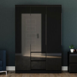 Lassic Vida Designs Glinton 3 Door 2 Drawer Wardrobe (100% Fsc), Black - thumbnail 2