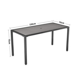 Breeins Rectangular Outdoor Garden Wood Effect Dining Table With Parasol Hole For Outdoor Dining And Garden, Grey - thumbnail 6