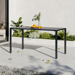 Breeins Rectangular Outdoor Garden Wood Effect Dining Table With Parasol Hole For Outdoor Dining And Garden, Grey - thumbnail 3