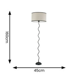 Valuelights Wiggle Black Metal Single Stem Floor Lamp With Linen Black Trim Drum Shade - thumbnail 6