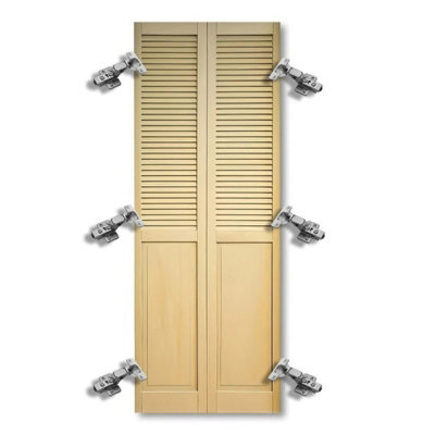Louvre Wardrobe Cupboard Door Natural With Hinges & Pre Drilled Holes Sizes 2050X610 - image 1