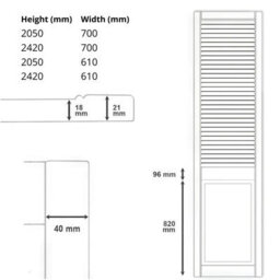 Louvre Wardrobe Cupboard Door Natural With Hinges & Pre Drilled Holes Sizes 2050X610 - thumbnail 6