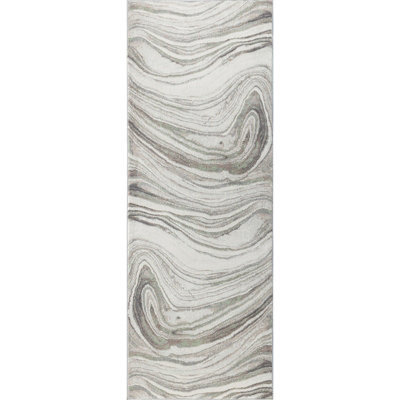 Livabliss Roma-Modern Grey Brown Green Living Dining Bedroom Rug 80 X 220 Cm Easy Care, Non Shedding - image 1