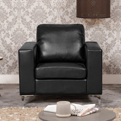 Woodleigh Bonded Leather Armchair - Black - image 1