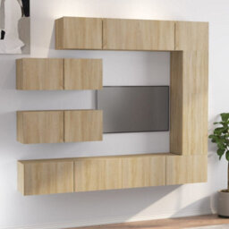 Berkfield Classic 7 Piece Tv Cabinet Set Sonoma Oak Engineered Wood - thumbnail 2