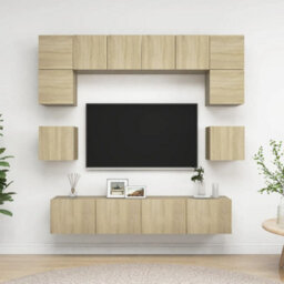 Berkfield 8 Piece Tv Cabinet Set Sonoma Oak Engineered Wood - thumbnail 1