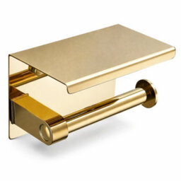 Billtix Toilet Roll Holder Wall Mounted With Shelf Stainless Steel Toilet Paper Holder Bathroom Tissue Roll Storage In Gold