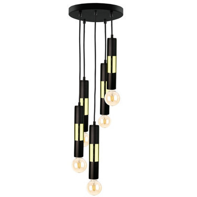Luminosa Lighting Luminosa Magnum Cluster Pendant Ceiling Light Black, Gold, 30Cm, 5X E27