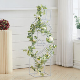 Living And Home White Cube Metal Floor Vase Flower Stand Wedding Centrepieces 31Cm - thumbnail 2