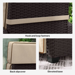 Outsunny Rattan Garden Recliner Sun Lounger W/ Flip Table, Dark Brown/khaki - thumbnail 8