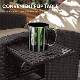 Outsunny Rattan Garden Recliner Sun Lounger W/ Flip Table, Dark Brown/khaki - thumbnail 6