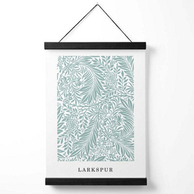 Artze Wall Art Vintage William Morris Larkspur In Mint And White / Black Frame / Size: A4 - image 1