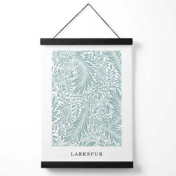 Artze Wall Art Vintage William Morris Larkspur In Mint And White / Black Frame / Size: A4 - thumbnail 1