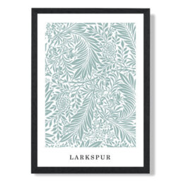 Artze Wall Art Vintage William Morris Larkspur In Mint And White / Black Frame / Size: A4 - thumbnail 2