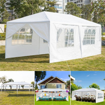 3X6M White Gazebo Marquee Tent With 6 Sides Garden - image 1