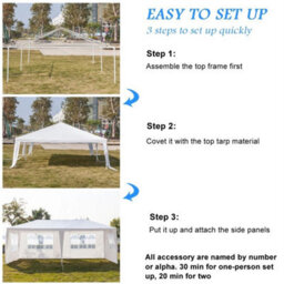 3X6M White Gazebo Marquee Tent With 6 Sides Garden - thumbnail 4