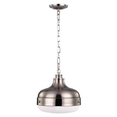 Elegant 2 Bulb Ceiling Pendant Light In Polished Nickel And Brushed Steel Finish
