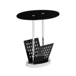 Orsina Black Glass Side Table, Tempered Glass Side Table, Black Side Table, Side Table For Living Room And Hallway