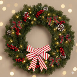 Snow White 6X 2 Red White Candy Stripe Christmas Bows Tree Decoration 17Cm X 14Cm - thumbnail 6