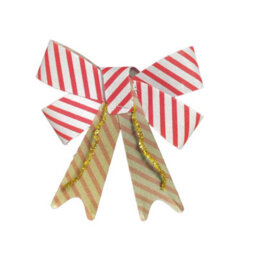 Snow White 6X 2 Red White Candy Stripe Christmas Bows Tree Decoration 17Cm X 14Cm - thumbnail 4