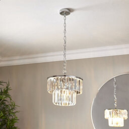 First Choice Lighting Set Of 2 Knightsbridge - Two Tier Glass Ceiling Pendant Lights - thumbnail 8