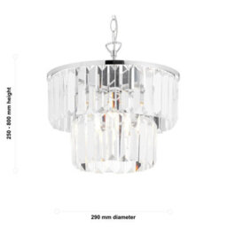 First Choice Lighting Set Of 2 Knightsbridge - Two Tier Glass Ceiling Pendant Lights - thumbnail 9