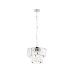First Choice Lighting Set Of 2 Knightsbridge - Two Tier Glass Ceiling Pendant Lights - thumbnail 2