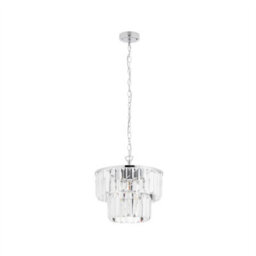 First Choice Lighting Set Of 2 Knightsbridge - Two Tier Glass Ceiling Pendant Lights - thumbnail 3
