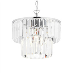First Choice Lighting Set Of 2 Knightsbridge - Two Tier Glass Ceiling Pendant Lights - thumbnail 6
