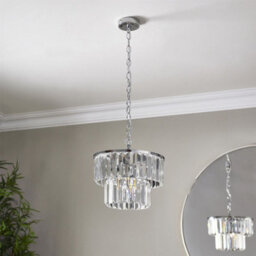 First Choice Lighting Set Of 2 Knightsbridge - Two Tier Glass Ceiling Pendant Lights - thumbnail 7