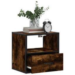 Berkfield Wall-Mounted Bedside Cabinets 2 Pcs Smoked Oak 40X31X39.5 Cm - thumbnail 4