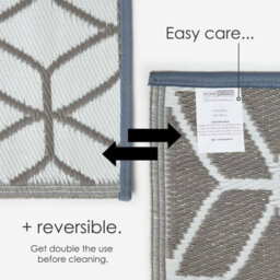 Homescapes Luxury Outdoor Rug Waterproof Reversible For Garden, 120 X 180 Cm, Grey & White, 100% Recycled, Geometric - thumbnail 6