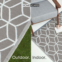 Homescapes Luxury Outdoor Rug Waterproof Reversible For Garden, 120 X 180 Cm, Grey & White, 100% Recycled, Geometric - thumbnail 5