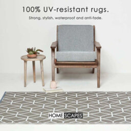Homescapes Luxury Outdoor Rug Waterproof Reversible For Garden, 120 X 180 Cm, Grey & White, 100% Recycled, Geometric - thumbnail 3