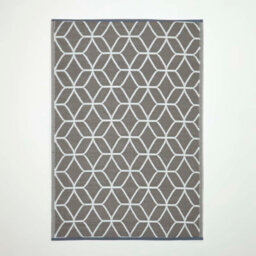 Homescapes Luxury Outdoor Rug Waterproof Reversible For Garden, 120 X 180 Cm, Grey & White, 100% Recycled, Geometric - thumbnail 1