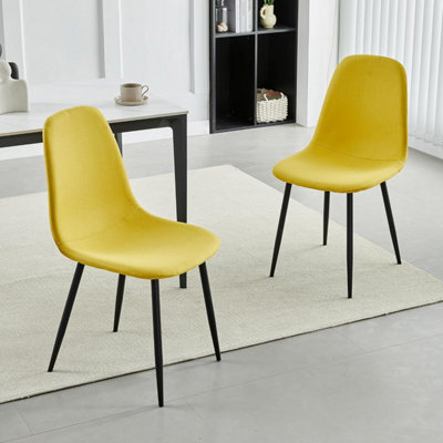 MCC Direct Set Of 2 Teddy Faux Fur Stitched Design Dining Chairs Yellow Bella By Mcc - image 1