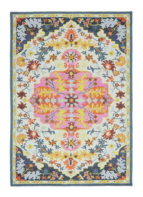 Luxurious Multicolor Rug, Handmade Bedroom, & Livingroom Rug, 9mm Thick Traditional Rug, Multicolor Rugs-120Cm X 170Cm - image 1