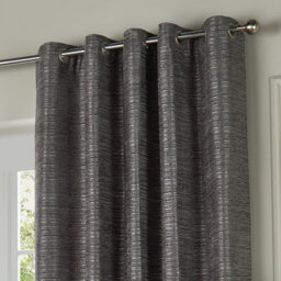 Paoletti Jupiter Chenille Jacquard Eyelet Curtain Pair Graphite (W)117Cmx (D)137Cm - thumbnail 3