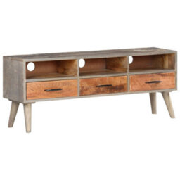 Berkfield Tv Cabinet Grey 130X35X51 Cm Solid Rough Mango Wood - thumbnail 8