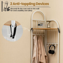 Costway 180Cm Tall Corner Hall Tree 4-Tier Coat Rack Entryway Shoes Shelf Organizer Natural - thumbnail 8