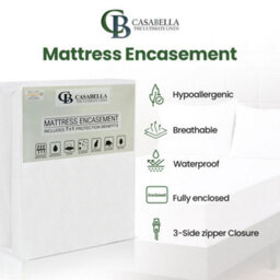 Casabella Zippered Waterproof Mattress Encasement, Waterproof Mattress Protector King Size 153X200+30Cm Anti Allergy - thumbnail 5