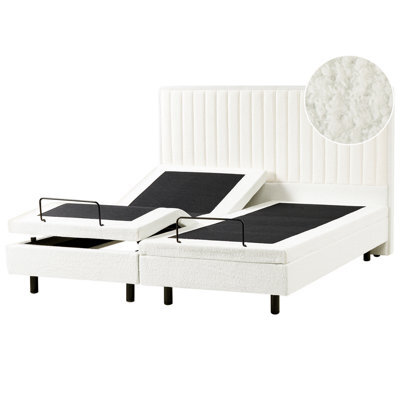 Beliani Adjustable Bed Boucle Castellan 180 X 200 Cm (Eu Super King) Off-White - image 1