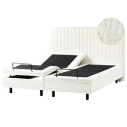 Beliani Adjustable Bed Boucle Castellan 180 X 200 Cm (Eu Super King) Off-White - thumbnail 1