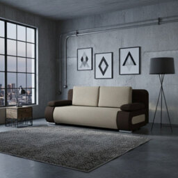Emma Upholstered Sofa Bed With Storage With Sleeping Function Comfortable And Stylish For The Living Room Beige And Brown - thumbnail 1