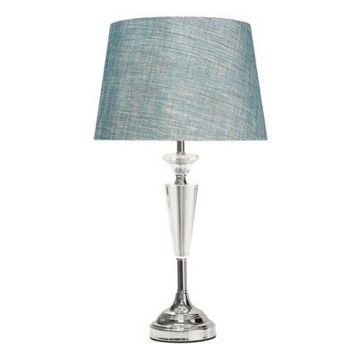 Lighting Supermarket Kwartz Modern Faceted Glass Crystal Chrome Table Lamp With Blue Gold Shade - image 1