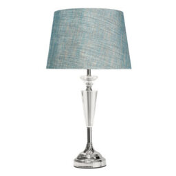 Lighting Supermarket Kwartz Modern Faceted Glass Crystal Chrome Table Lamp With Blue Gold Shade - thumbnail 1