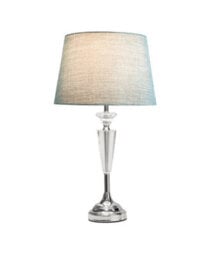 Lighting Supermarket Kwartz Modern Faceted Glass Crystal Chrome Table Lamp With Blue Gold Shade - thumbnail 2