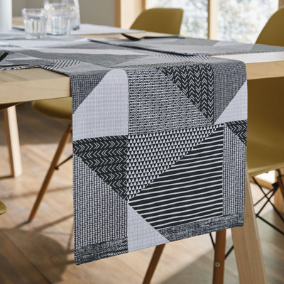 Catherine Lansfield Dining Larsson Geo 33X220 Cm Runner Grey - image 1