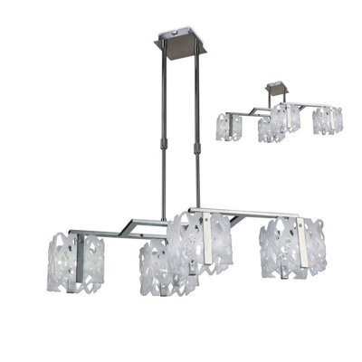 Luminosa Lighting Luminosa Tokio Rectangular Telescopic Convertible To Semi Flush 4 Light G9 Line, Gloss White/polished Chrome - image 1